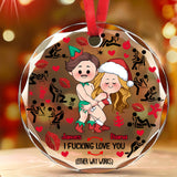 I Fu**cking Love You - Personalized Couple Round Shaped Glass Ornament