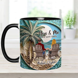 Beach Scene Happy Couple - Personalized Couple Accent Mug