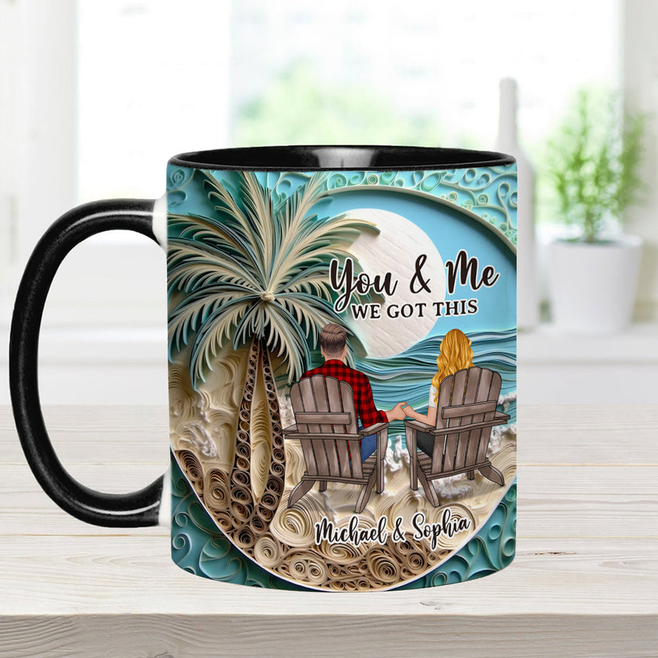 Beach Scene Happy Couple - Personalized Couple Accent Mug