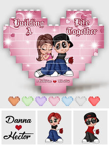 Building A Life Together - Personalized Couple Heart Building Brick Blocks Printed On Both Sides