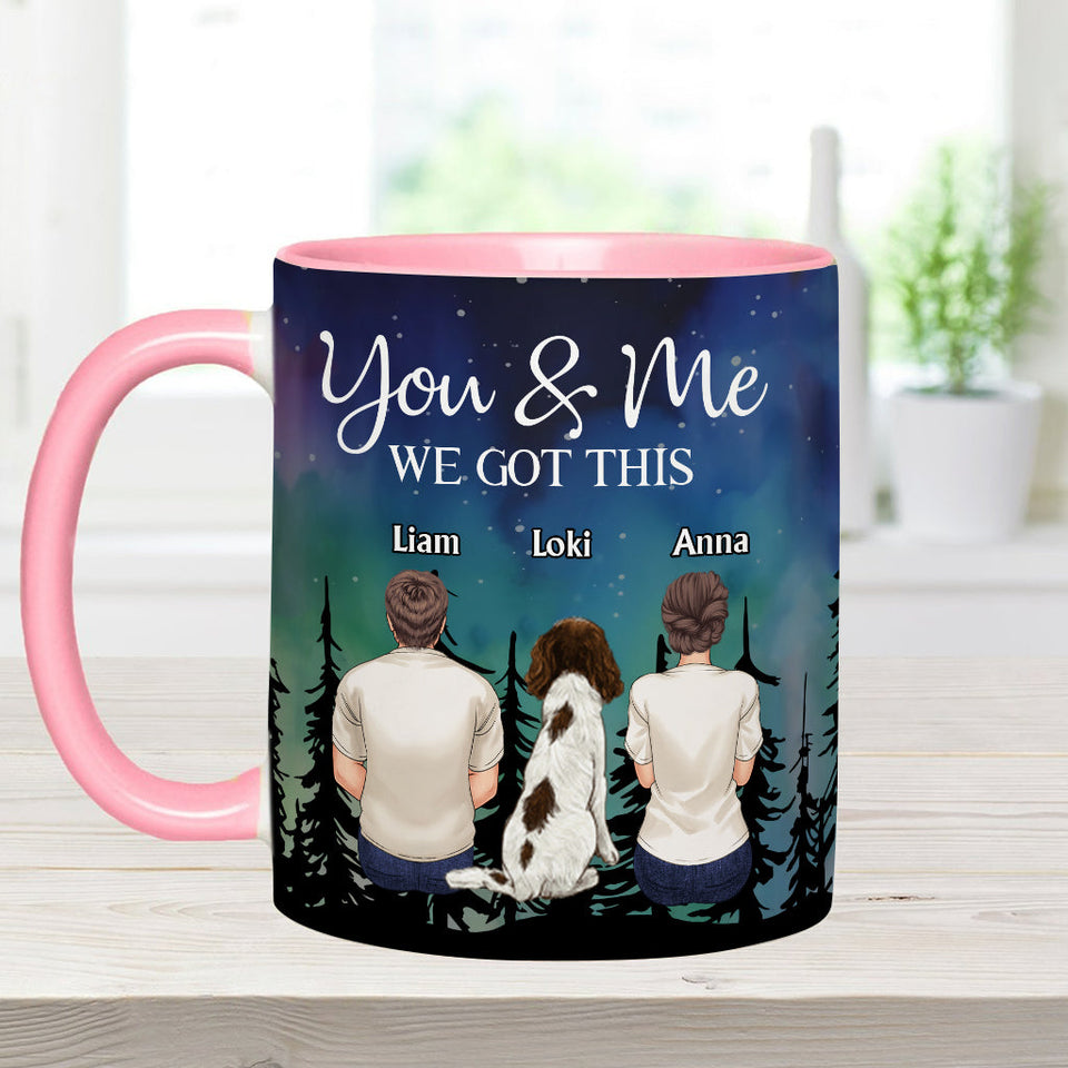 You & Me And The Dogs - Personalized Couple Accent Mug