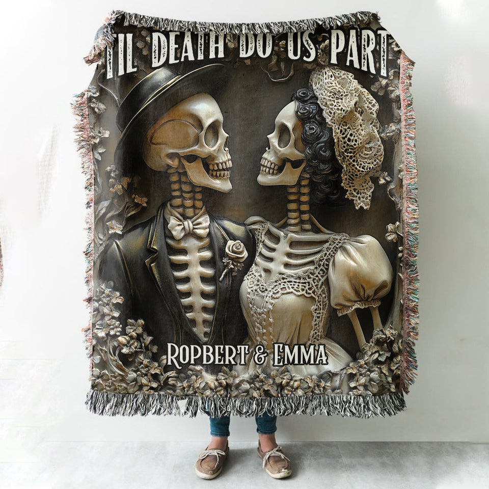 Til Death Do Us Part - Personalized Couple Woven Blanket