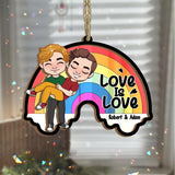 Love Is Love - Personalized Couple 2 Layered Window Hanging Suncatcher