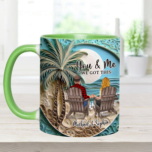 Beach Scene Happy Couple - Personalized Couple Accent Mug