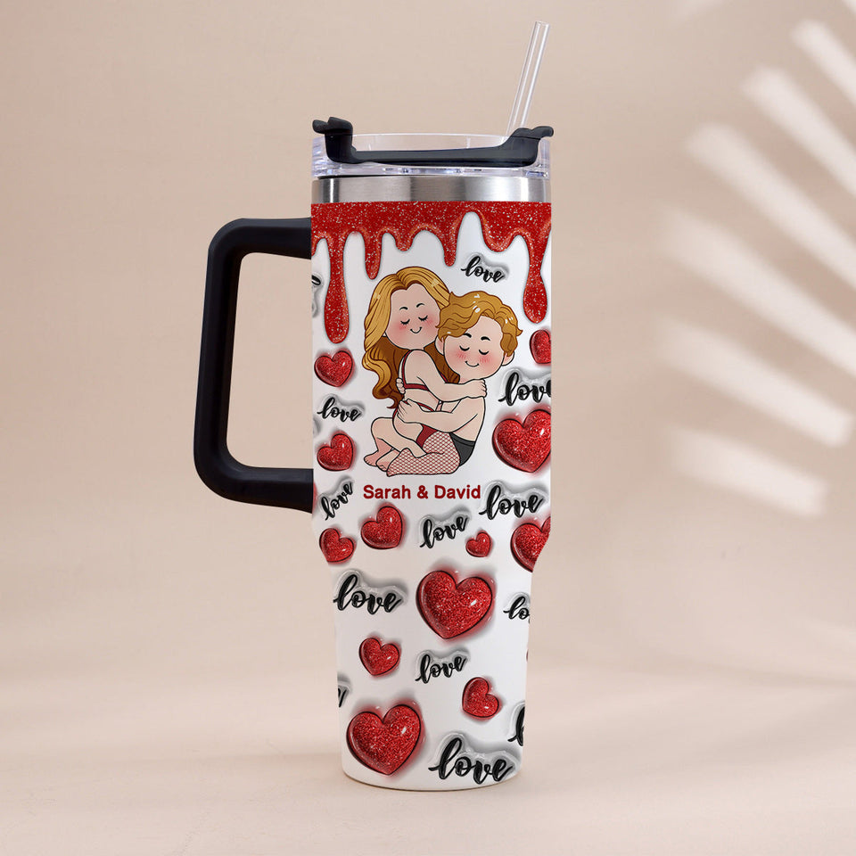 I Love You - Personalized Couple Tumbler With Handle