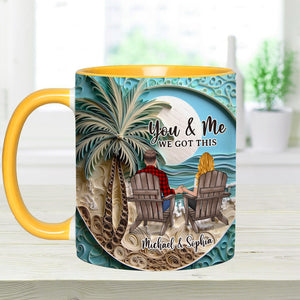 Beach Scene Happy Couple - Personalized Couple Accent Mug