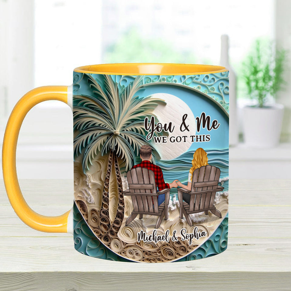 Beach Scene Happy Couple - Personalized Couple Accent Mug