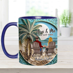 Beach Scene Happy Couple - Personalized Couple Accent Mug