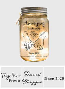 Together Forever From Our First Kiss Till Our Last Breath - Personalized Couple Mason Jar Light