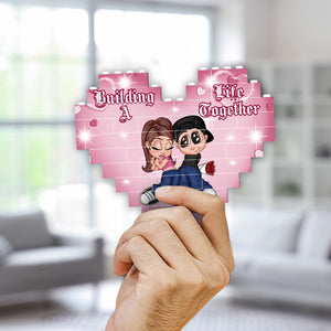 Building A Life Together - Personalized Couple Heart Building Brick Blocks Printed On Both Sides