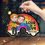 Love Is Love - Personalized Couple 2 Layered Window Hanging Suncatcher