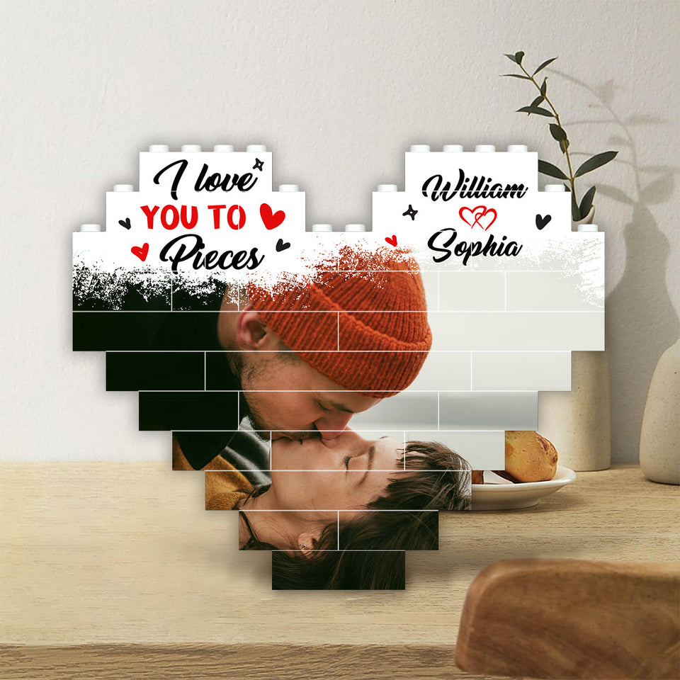 You Are The Missing Piece To My Heart - Personalized Couple One-sided Heart Building Brick Blocks