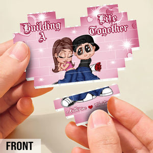 Building A Life Together - Personalized Couple Heart Building Brick Blocks Printed On Both Sides