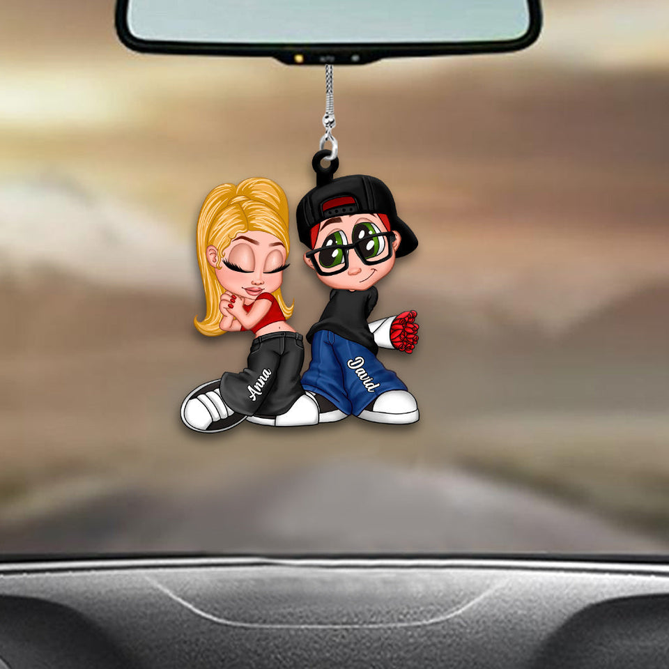 Y2K Couple Chicano - Personalized Couple Car Ornament