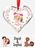 Together Is Our Favorite Place - Personalized Couple Heart Shaped Glass Ornament