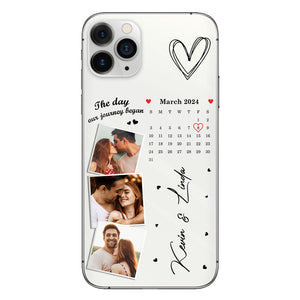 The Day Our Journey Began Photos & Calendar Custom - Personalized Couple Clear Phone Case