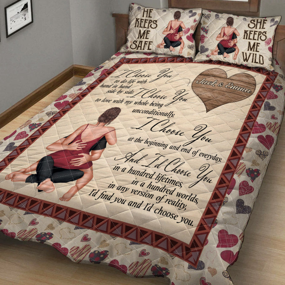 I Choose You - Personalized Couple Quilt Set