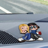 Chicano Y2K Couple - Personalized Couple Shaped Car Visor Clip