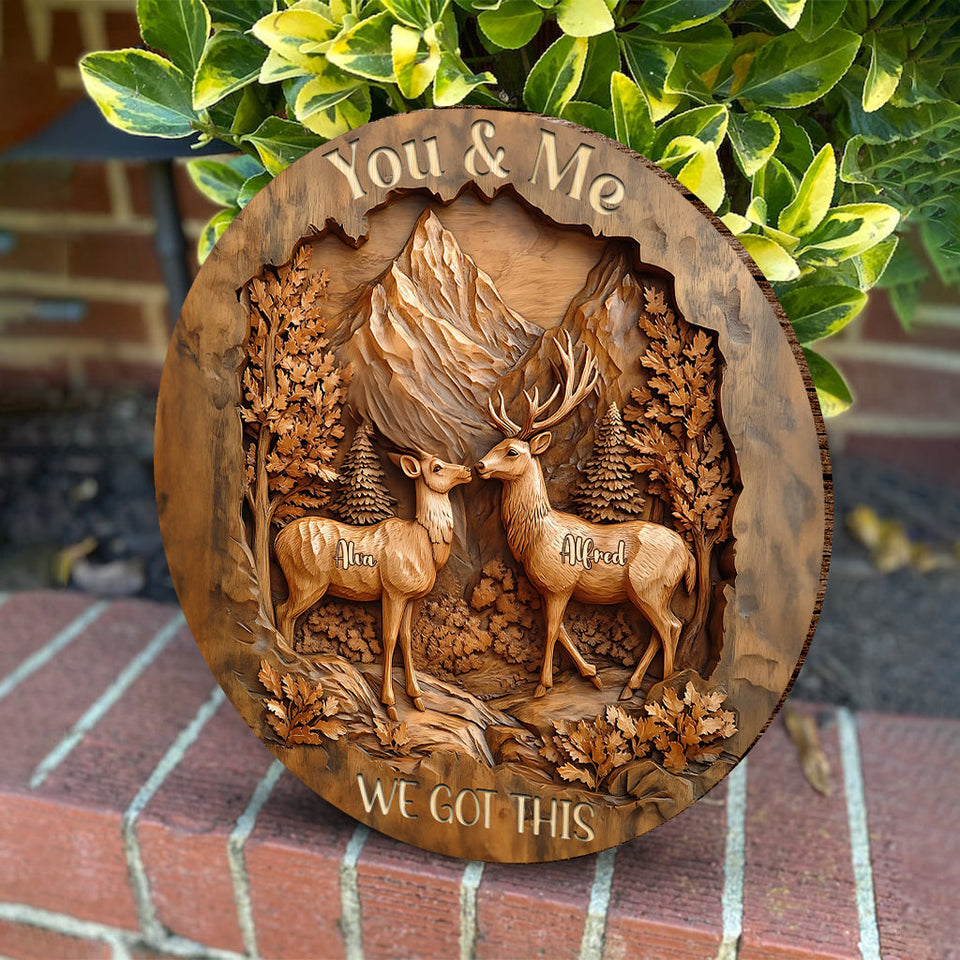 We Got This - Personalized Couple Round Wood Sign