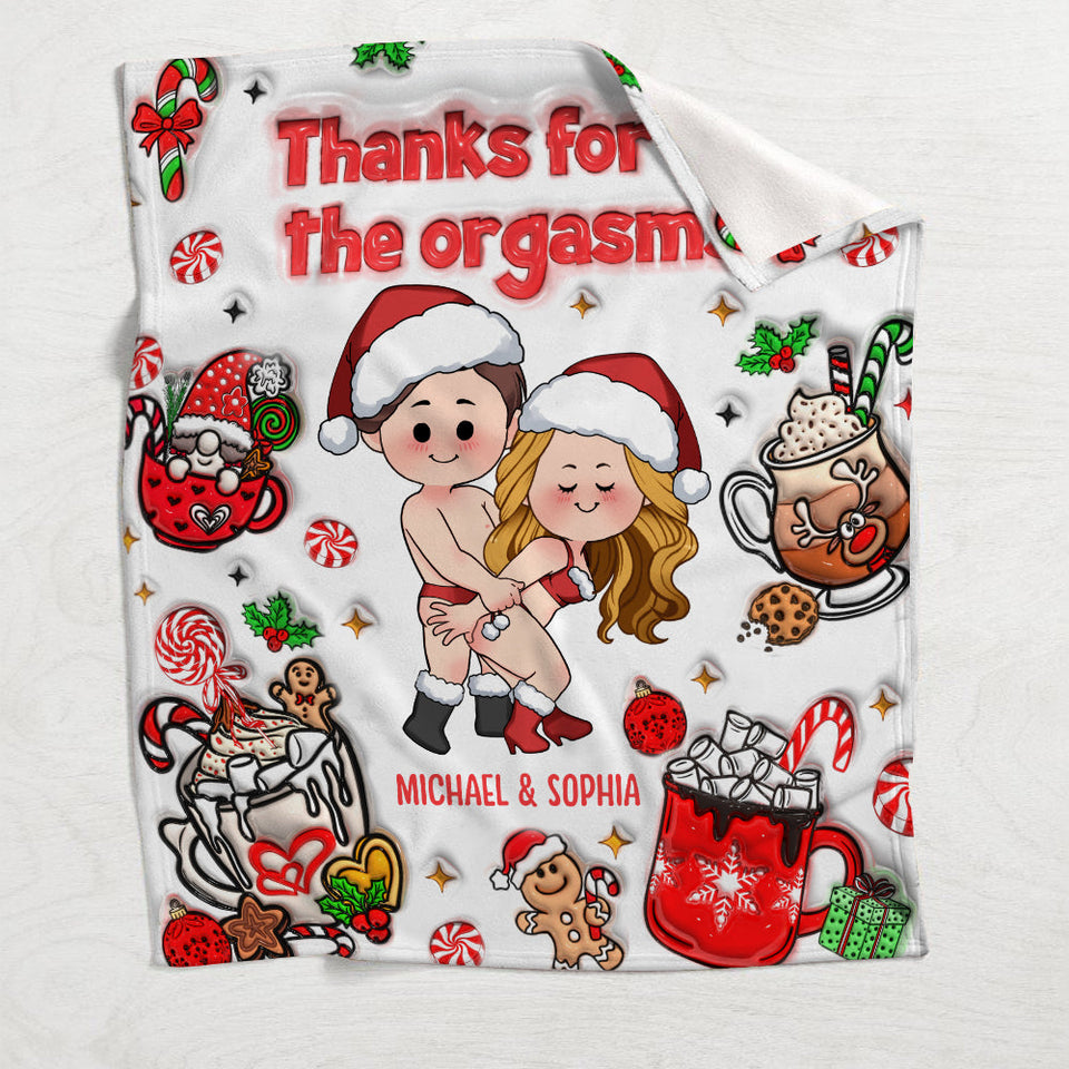 Thanks For All The Orgasms - Personalized Couple Blanket