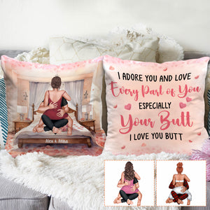 I Adore You And Love Every Part Of You - Personalized Couple Throw Pillow