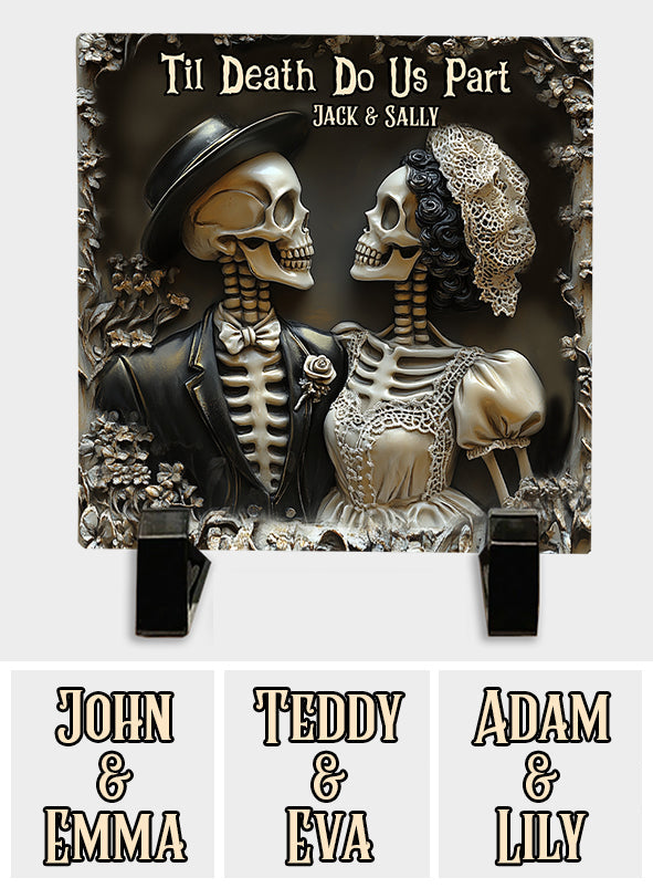 Til Death Do Us Part - Personalized Couple Square Shaped Stone