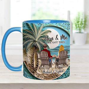 Beach Scene Happy Couple - Personalized Couple Accent Mug