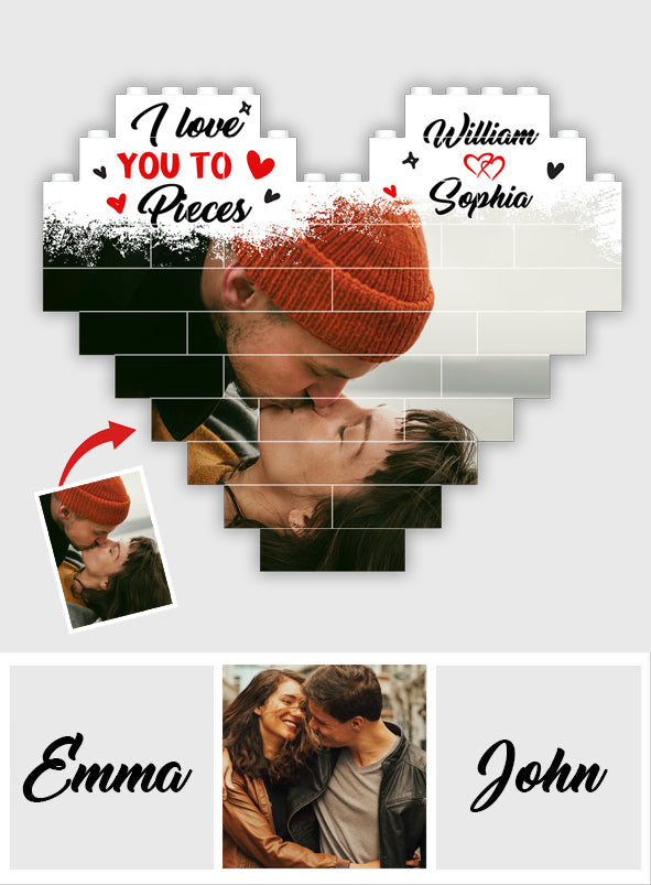 You Are The Missing Piece To My Heart - Personalized Couple One-sided Heart Building Brick Blocks