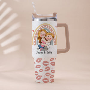 I Fucking Love You Either Way Works - Personalized Couple Tumbler With Handle