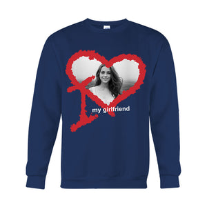 I Love My Girlfriend Boyfriend Husband Wife Custom Photo - Personalized Couple T-shirt And Hoodie