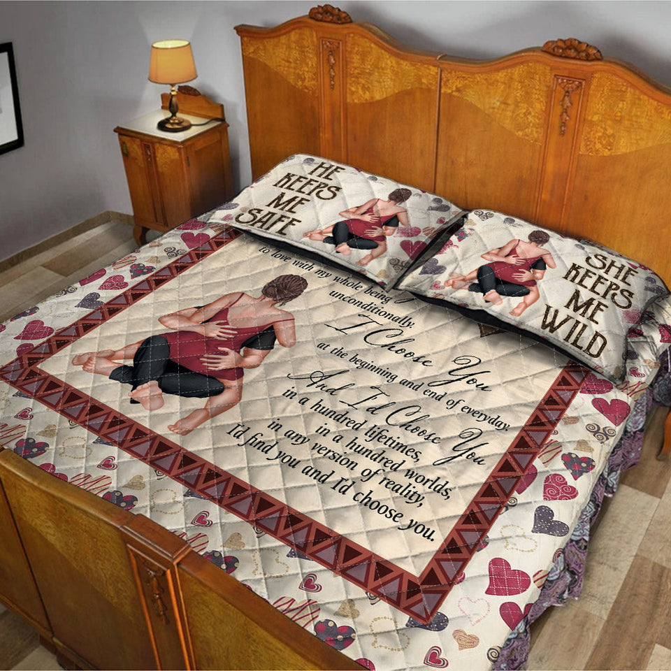 I Choose You - Personalized Couple Quilt Set