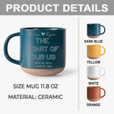 The start of our us - Personalized Couple Engraved Pottery Mug