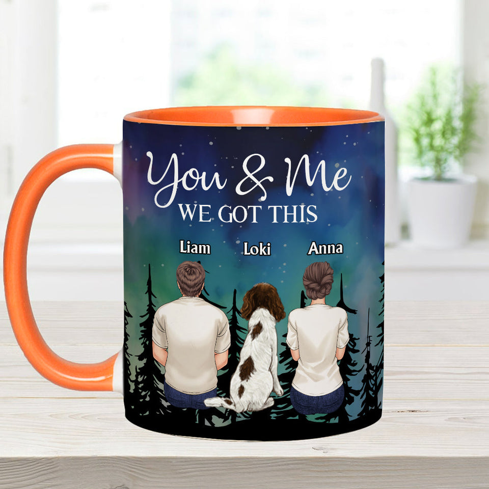 You & Me And The Dogs - Personalized Couple Accent Mug