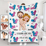 I Love You Funny Couple - Personalized Couple Blanket