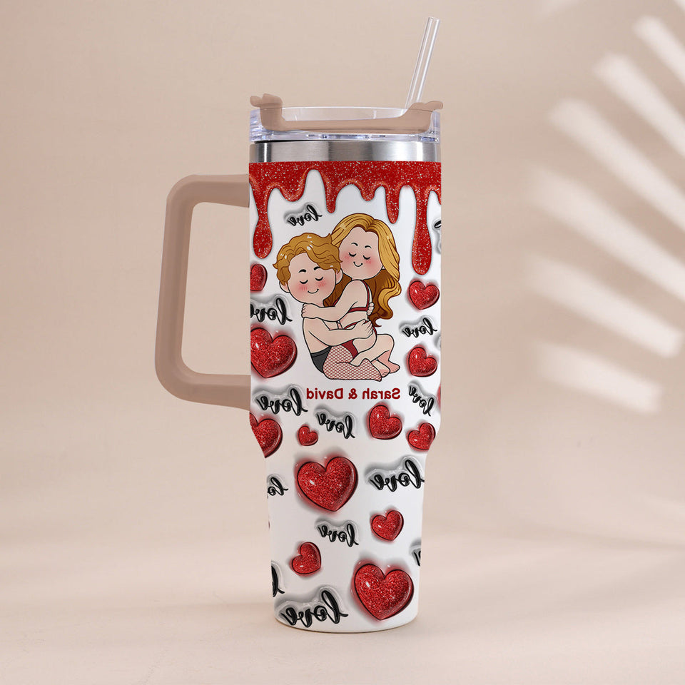 I Love You - Personalized Couple Tumbler With Handle