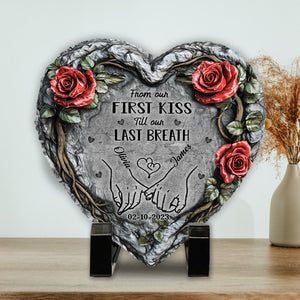 From The Our First Kiss Till Our Last Breath - Personalized Couple Heart Shaped Stone