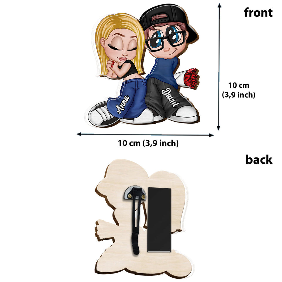 Chicano Y2K Couple - Personalized Couple Shaped Car Visor Clip