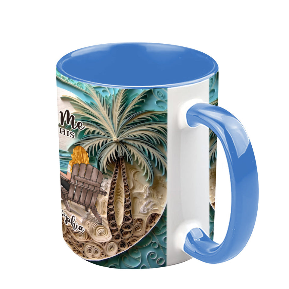 Beach Scene Happy Couple - Personalized Couple Accent Mug