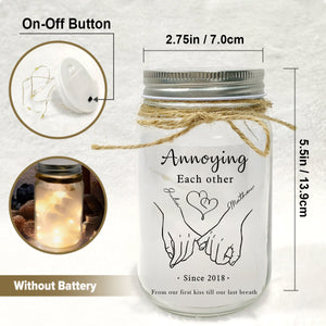 Together Forever From Our First Kiss Till Our Last Breath - Personalized Couple Mason Jar Light