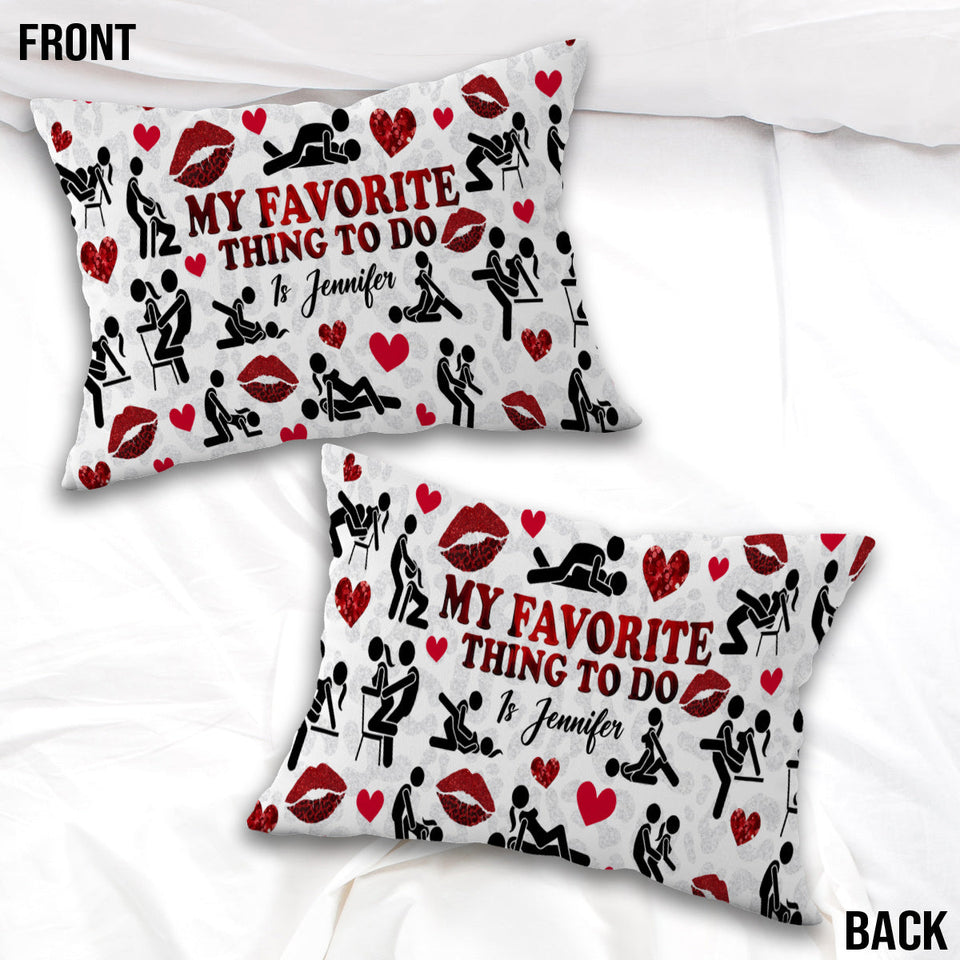 My Favorite Thing To Do Is You - Personalized Couple Rectangle Pillow Cover