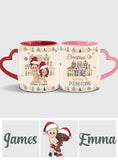 Christmas Is Coming To Poundtown - Personalized Couple Heart Handle Mug