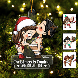 Funny Couple Christmas Gift - Personalized Couple Transparent Ornament