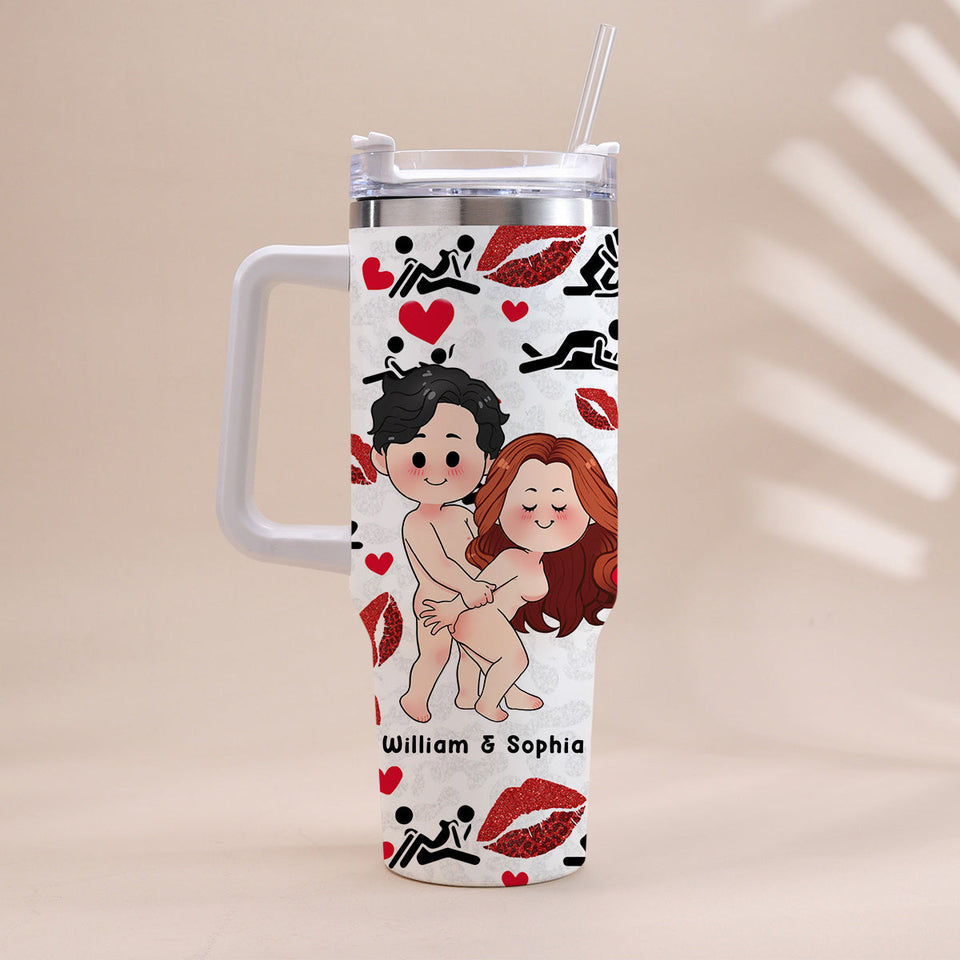 I Love You - Personalized Couple Tumbler With Handle