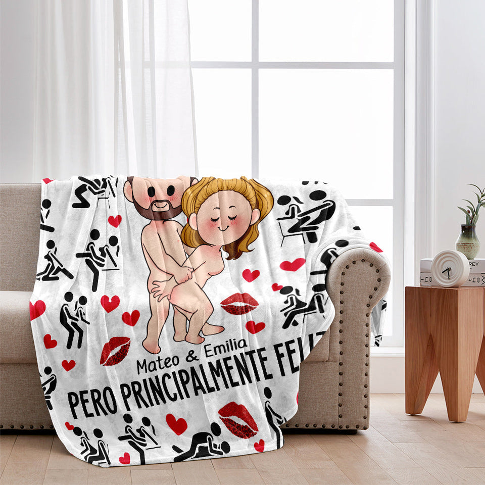 Solo Quiero Que Seas Feliz - Personalized Couple Blanket