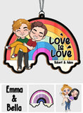 Love Is Love - Personalized Couple 2 Layered Window Hanging Suncatcher