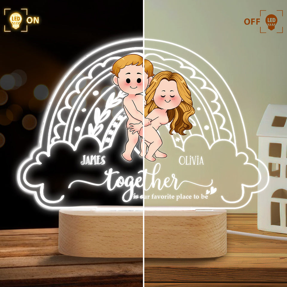 I Love You - Personalized Couple Shaped Plaque Light Base