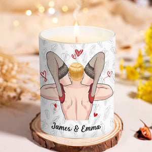 It's Time To Be Naughty - Personalized Couple Candle With Wooden Lid