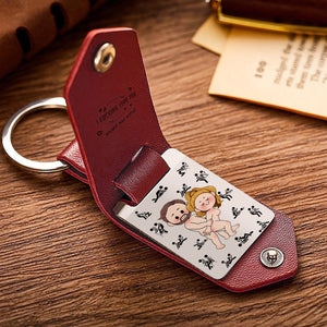 I Love You - Personalized Couple Leather Photo Keychain