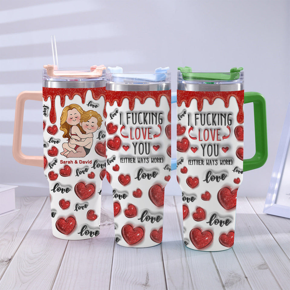 I Love You - Personalized Couple Tumbler With Handle